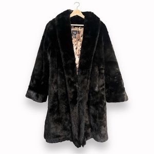 Vintage black Dennis Basso faux fur coat, faux fur jacket, size small